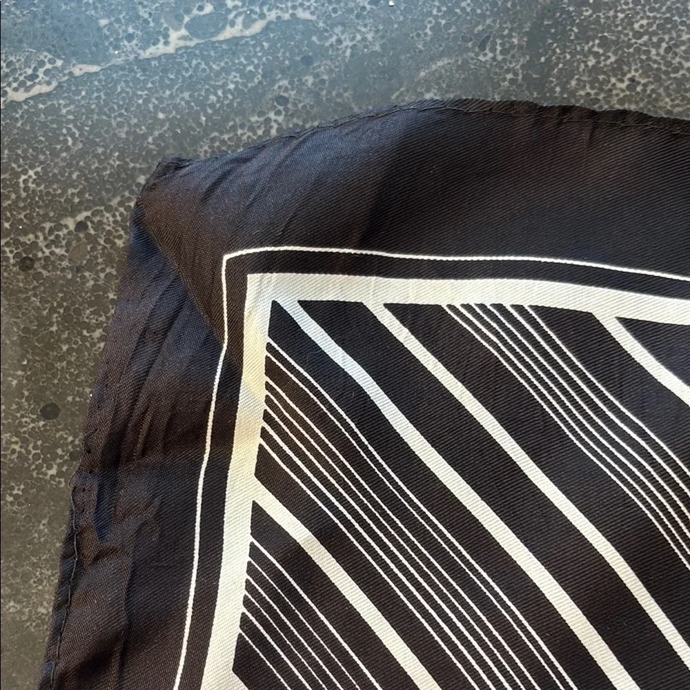 Vintage Paul Poiret Paris Black and White Geometric Scarf